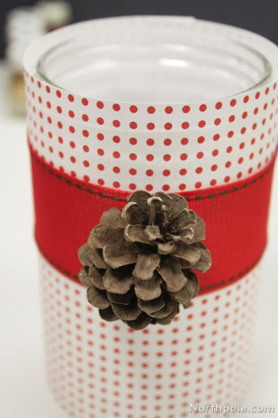 Glue ribbon to jar