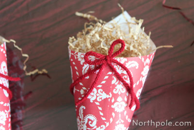 Use yarn to tie around cone