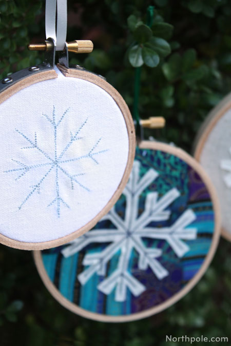 Blue thread on white fabric