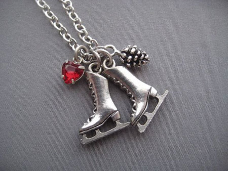 Ice Skates Charm Necklace ~ Etsy Seller: Silver Trumpet Jewelry