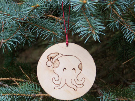 Wooden Octopus Ornament