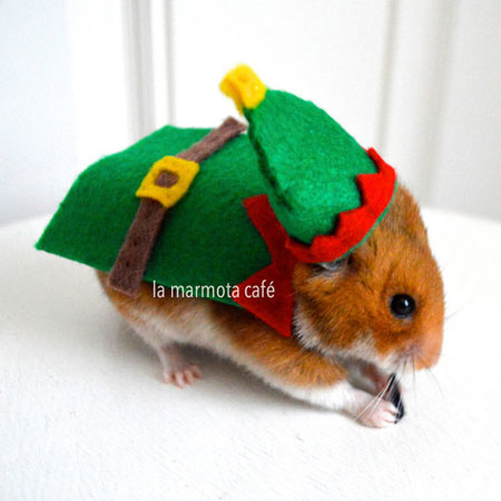 Hamster Christmas Elf Costume ~ Etsy Seller: La Marmota Cafe