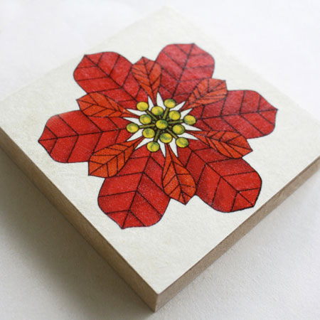 Poinsettia Art Block ~ Etsy Seller: retroblox