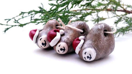 Santa Sloth Christmas Ornament ~ Etsy Seller: Possum Tree