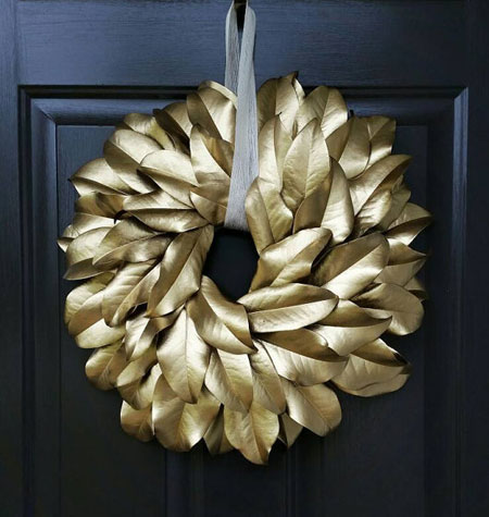 Holiday Gold Magnolia Leaf Wreath