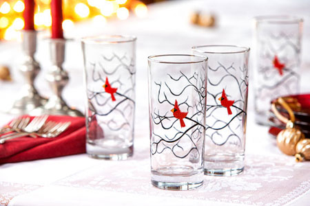 Etsy Item of the Day: Christmas Cardinal Glasses, Set of 4