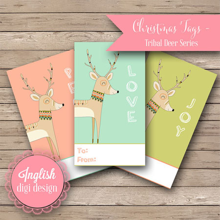 Etsy Item of the Day: Printable Deer Christmas Tags • Inglish Digi Design