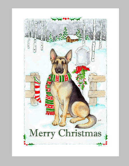 Boxed Set of German Shepherd Dog Christmas Cards