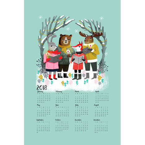 2018 Calendar with Christmas Carolers