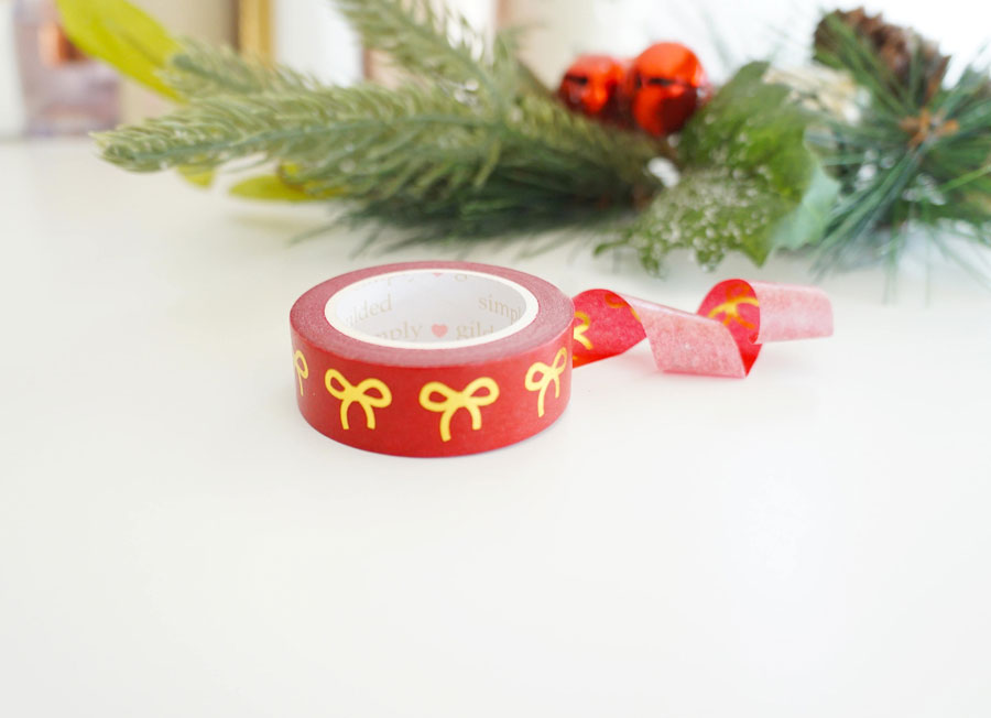 Festive Red Washi with Gold Foil Bows