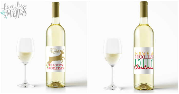 Free Printable Holiday Wine Labels - White