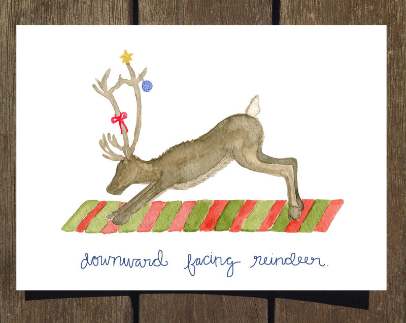 Downward Facing Reindeer Card