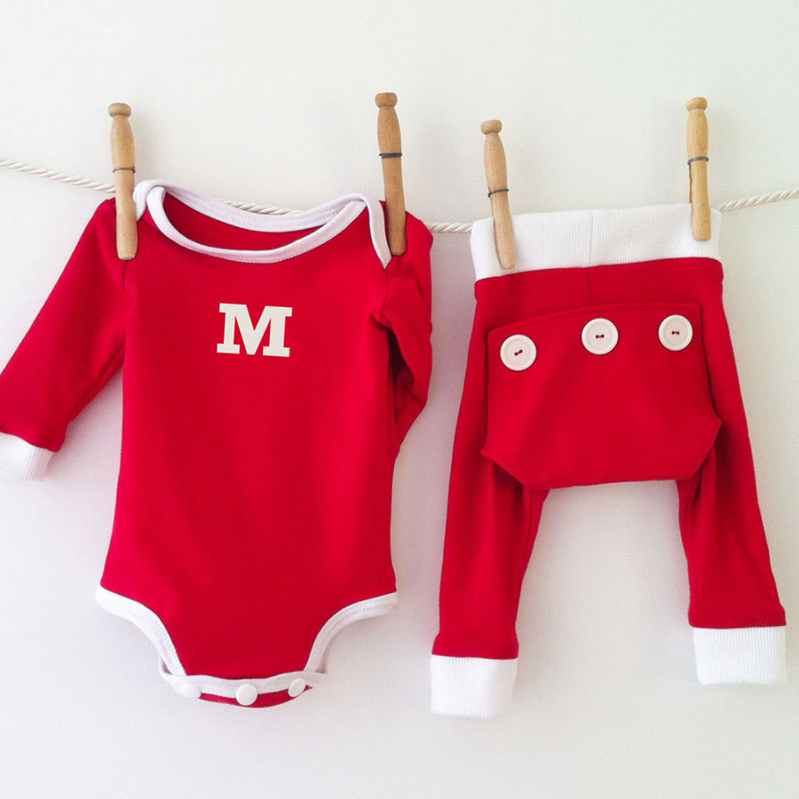 Monogrammed Christmas Baby Pajamas
