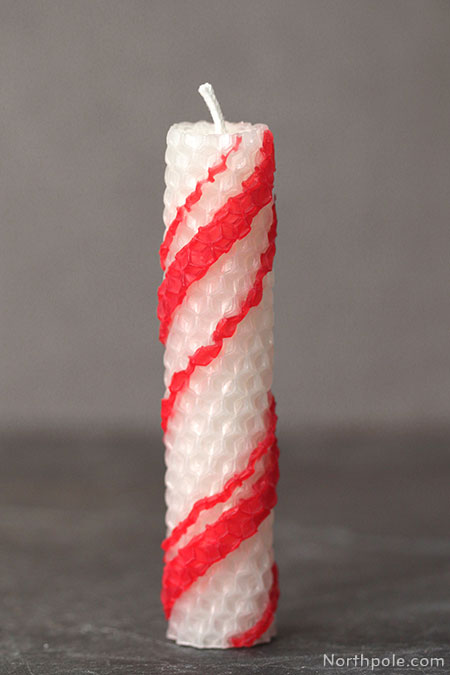 Surprisingly Simple Embellished Beeswax Candles: Candy Cane