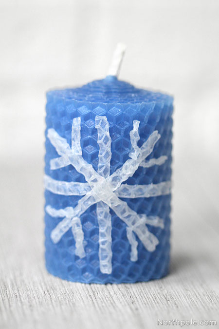 Surprisingly Simple Embellished Beeswax Candles: Simple Snowflake