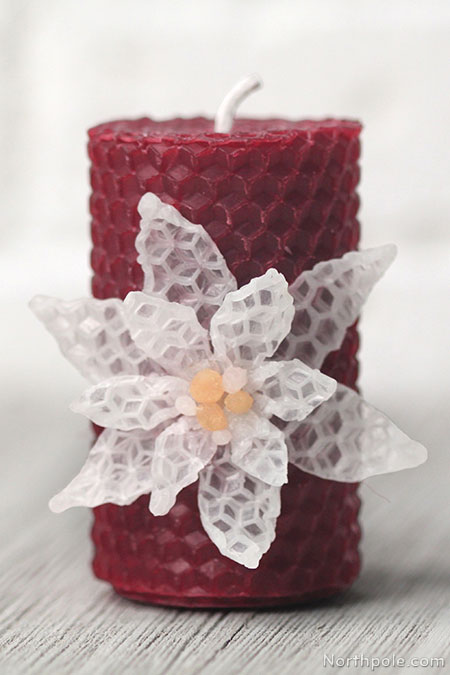 3D Poinsettia Surprisingly Simple Embellished Beeswax Candles: 3D Poinsettia