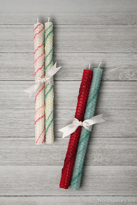 Surprisingly Simple Embellished Beeswax Candles: Festive Striped Candles