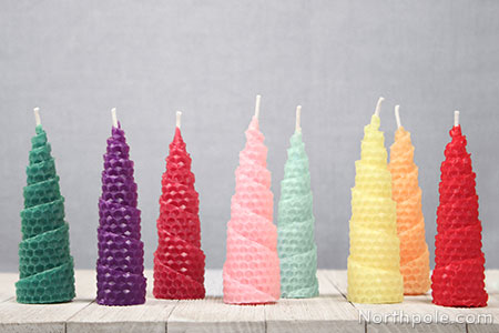 Colorful Christmas Tree Beeswax Candles