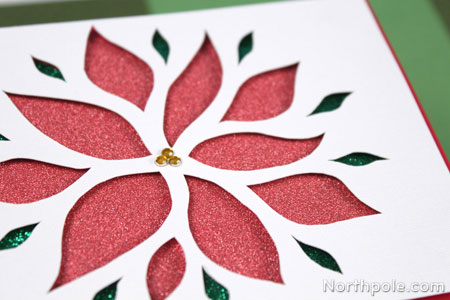 Glittery Poinsettia Cutout Card