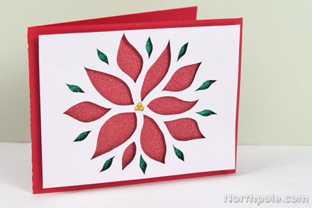 Glittery Poinsettia Cutout Card