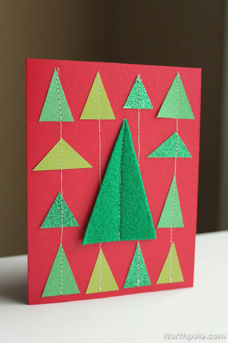 Sewn Evergreen Forest Card