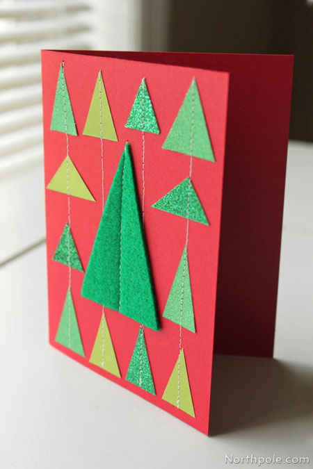 Sewn Evergreen Forest Card
