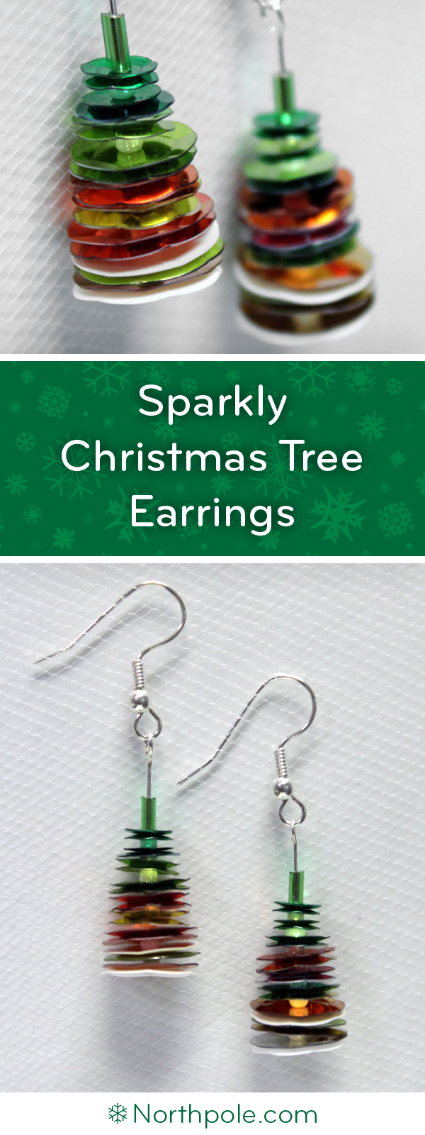 Sparkly Christmas Tree Earrings • Northpole.com Craft Cottage