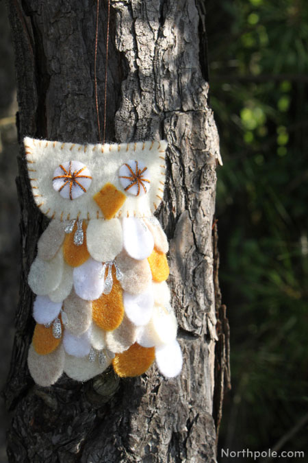 Fuzzy Felt Owl Ornament
