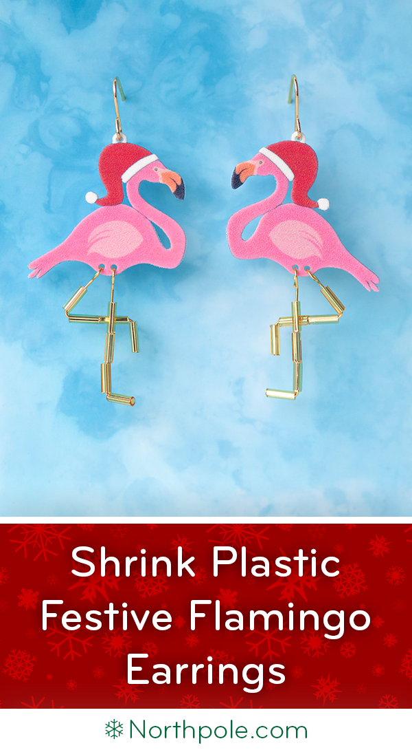 Festive Flamingo Earrings • Northpole.com Craft Cottage Shrink Plastic Festive Flamingo Earrings • Free Printable! Northpole.com Craft Cottage