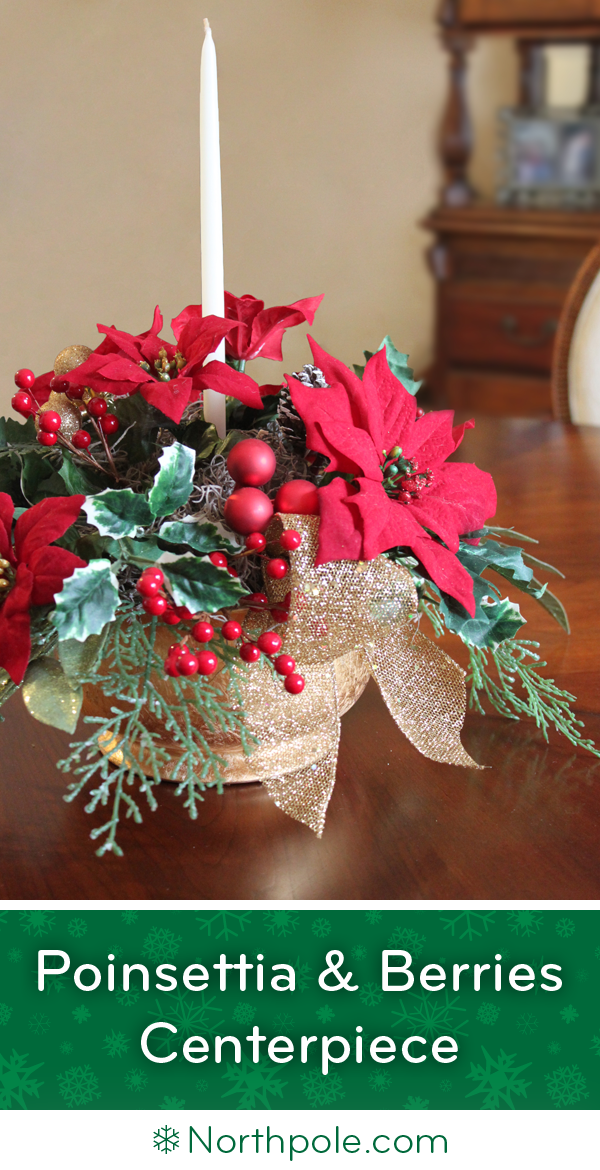 Poinsettia & Berries Centerpiece • Northpole.com Craft Cottage