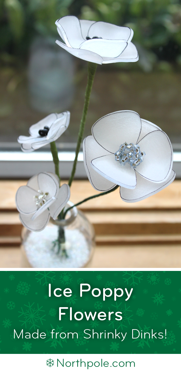 Ice Poppy Flowers made from Shrinky Dinks • Northpole.com Craft Cottage