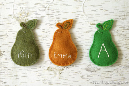 Felt Pear Gift Tags