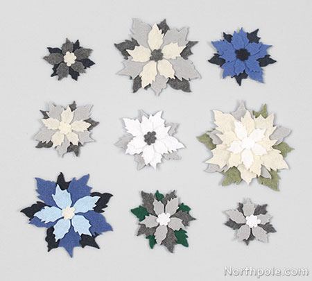 Felt Poinsettia Hair Clip Color Variations