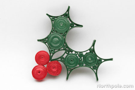 Christmas Holly Brooch Made from Paper
