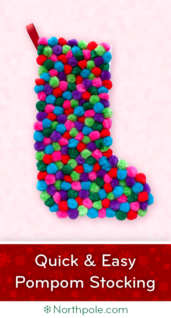 Merry & Bright Pompom Stocking • Northpole.com Craft Cottage