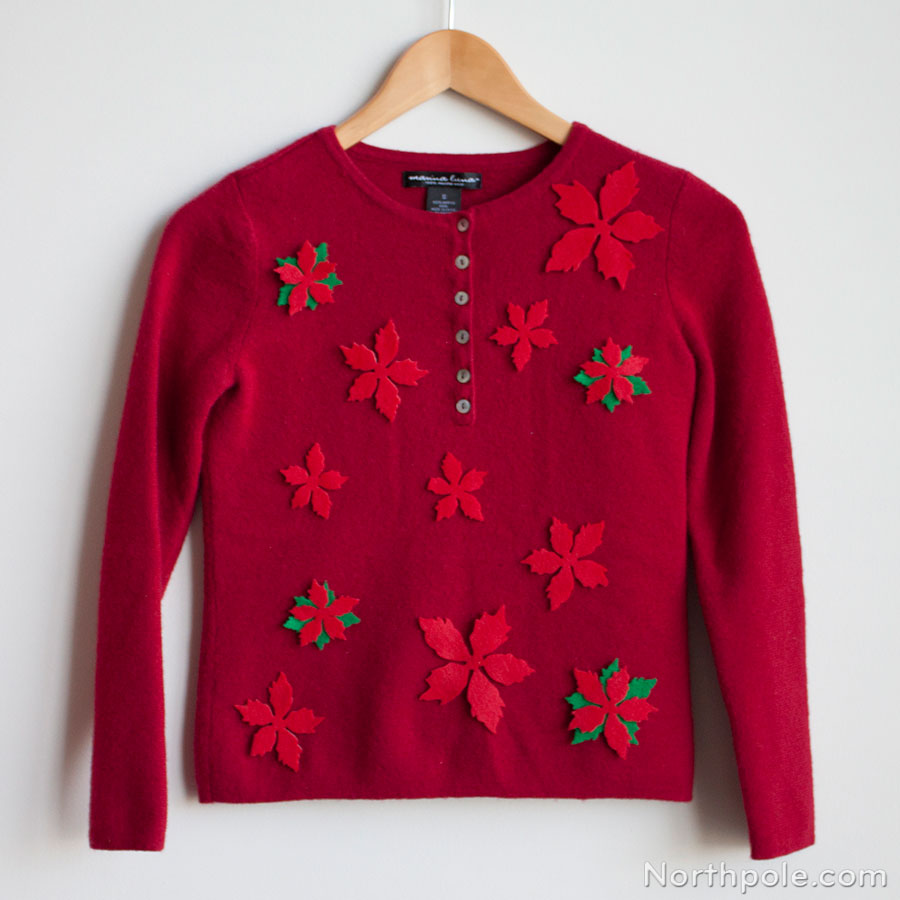 Poinsettia Sweater A sweet Christmas sweater with red poinsettias.