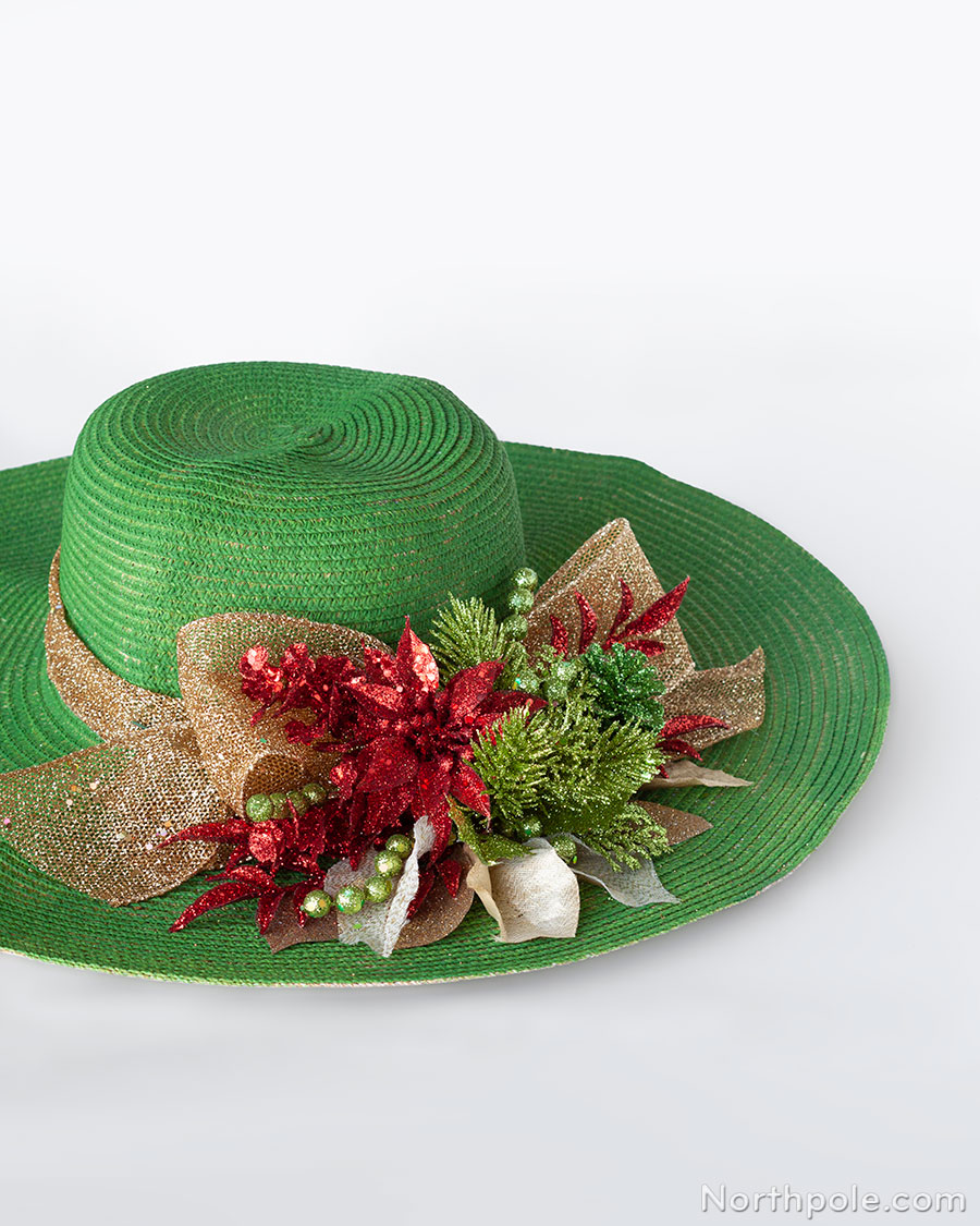 Ugly Christmas in July Hat: Glittery Greenery