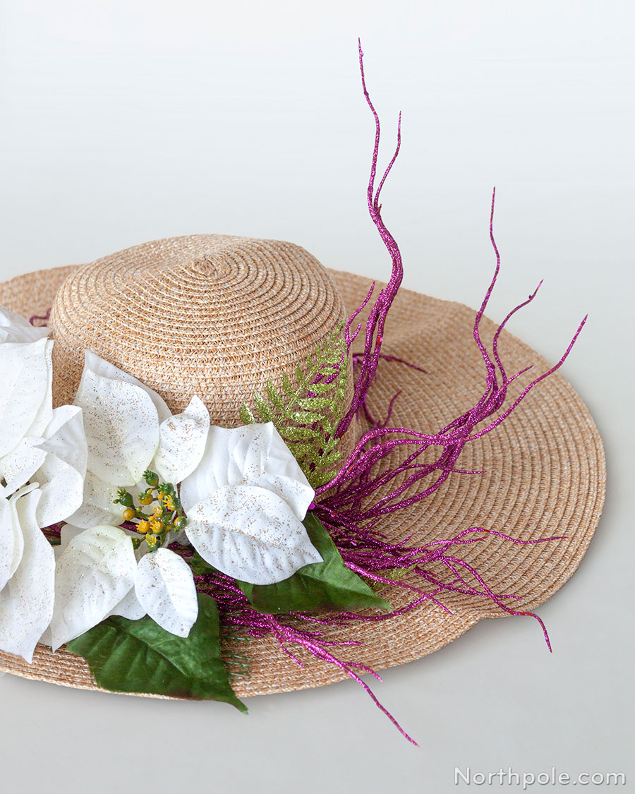 Ugly Christmas in July Hat: Poinsettia Pizzazz