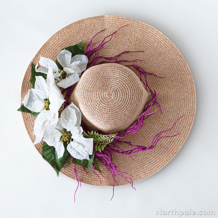 Ugly Christmas in July Hat: Poinsettia Pizzazz