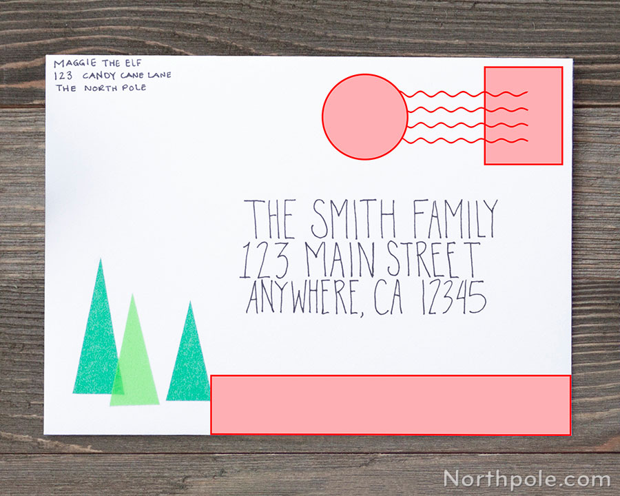 Consider postal regulations when embellishing envelopes with washi tape. Leave space on the bottom edge of envelope.