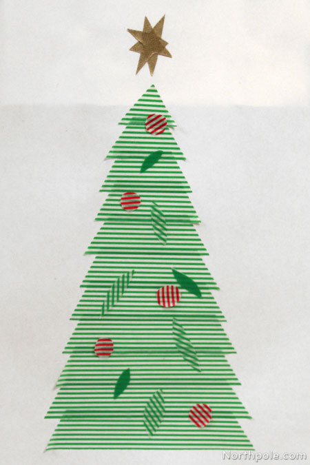 Striped washi tape Christmas tree bag decoration