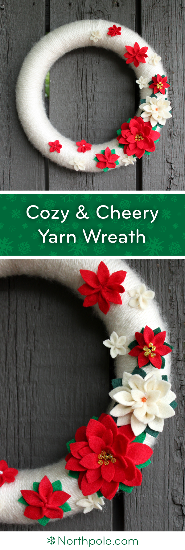 Cozy & Cheery Yarn Wreath • Northpole.com Craft Cottage