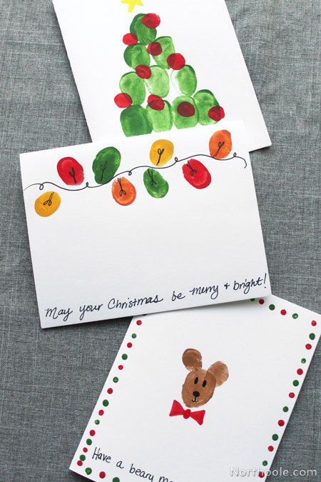 Finger Painted Holiday Cards - Kid Craft - Handrafted